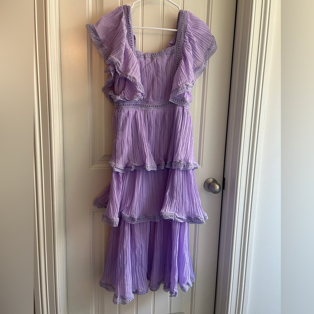 Purple Ruffle Midi Dress (Size S)